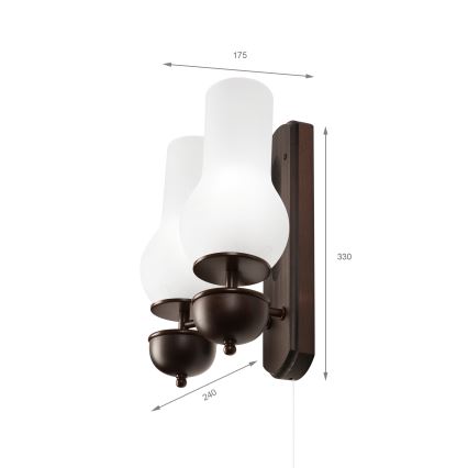 Brilagi - LED Applique COTTAGE 2xE14/40W/230V faggio/bianco