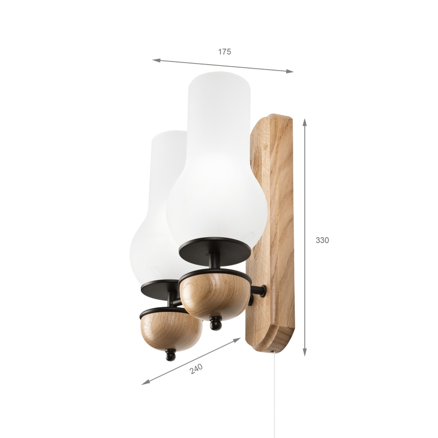 Brilagi - LED Applique COTTAGE 2xE14/40W/230V quercia/bianco