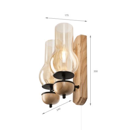 Brilagi - LED Applique COTTAGE 2xE14/40W/230V quercia/marrone
