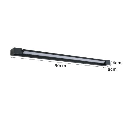 BRILAGI - Applique da parete per esterno LED AQUA LINE LED/24W/230V 90 cm IP44 nera CRI 90