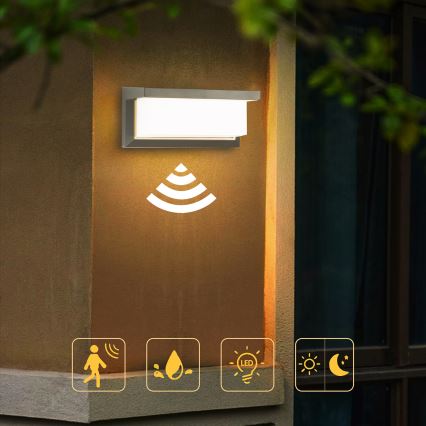 Brilagi - LED Applique da esterno con sensore BRICKY LED/12W/230V grigio IP54