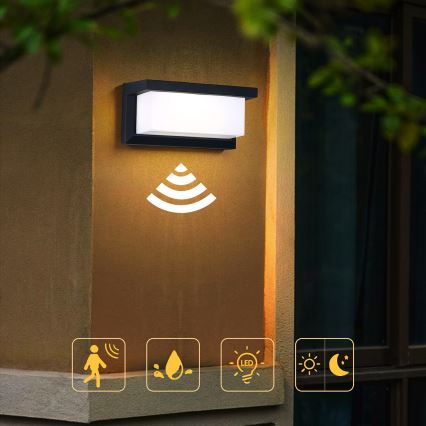 Brilagi - LED Applique da esterno con sensore BRICKY LED/12W/230V nero IP54