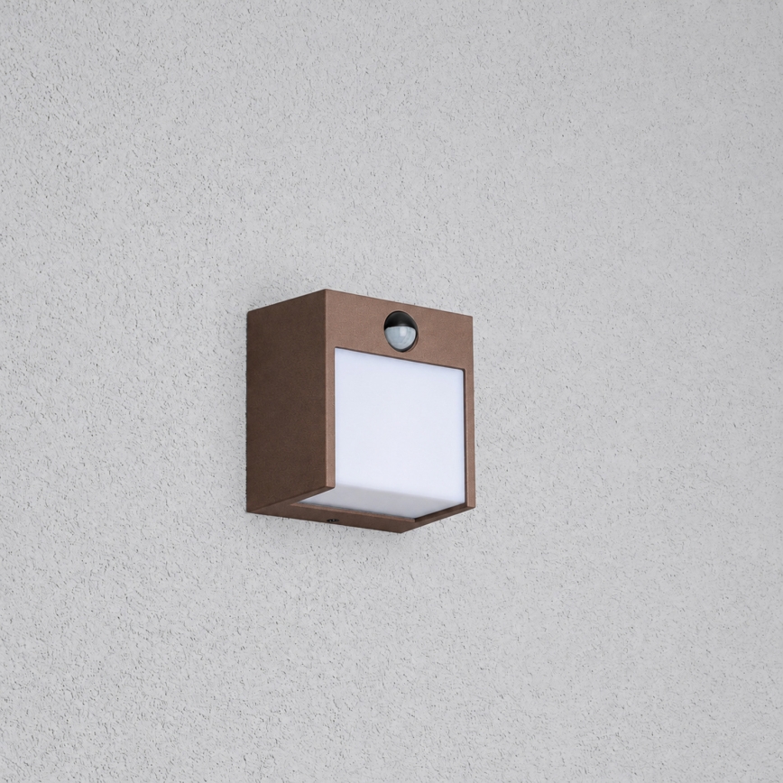 BRILAGI - Applique LED da esterno con sensore TERNI LED/12W/230V marrone IP44