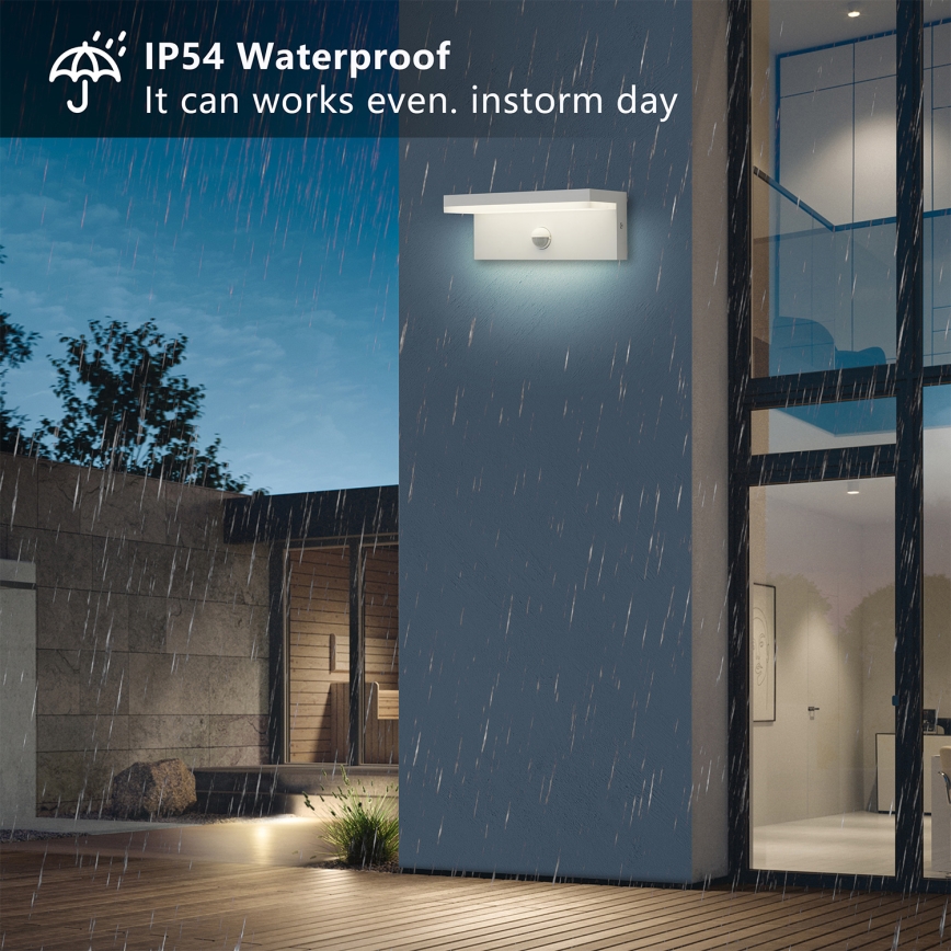 Brilagi - Lampada da parete per esterni LED con sensore TESSI LED/10W/230V bianca IP54