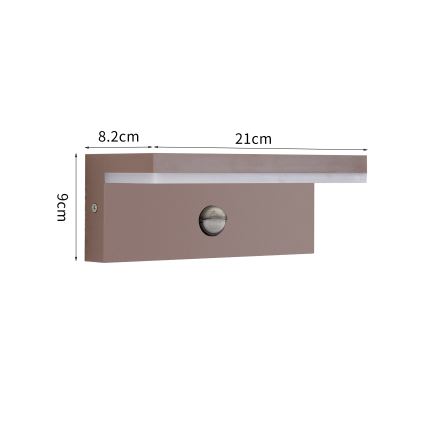 Brilagi - Applique da esterno LED con sensore TESSI LED/10W/230V marrone IP54