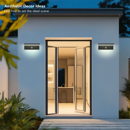 Brilagi - Lampada da parete LED per esterni con sensore TESSI LED/10W/230V nero IP54