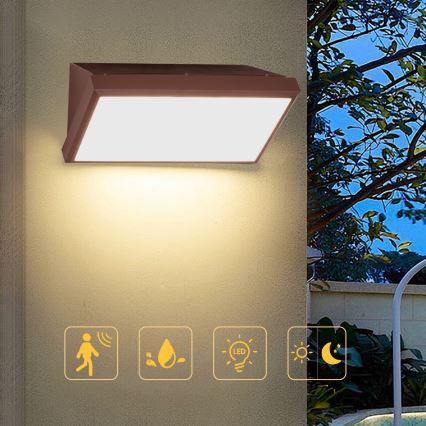 Brilagi - Applique LED da esterno con sensore TRIANGLE LED/20W/230V marrone IP65