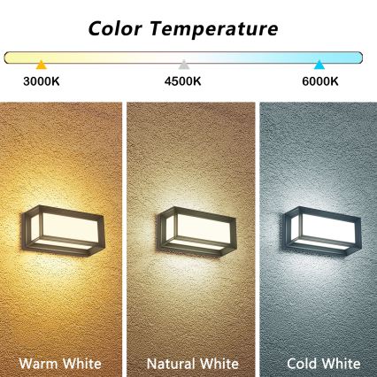 Brilagi - Applique da esterno LED PARKER LED/12W/230V 3000/4500/6000K antracite IP44