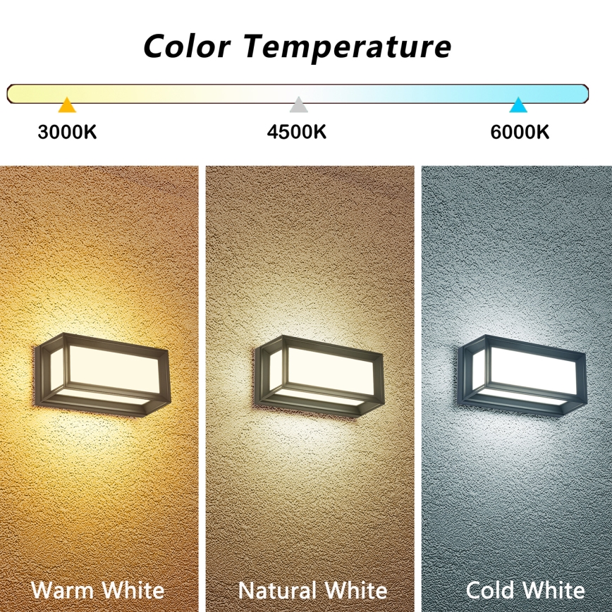 Brilagi - Applique da esterno LED PARKER LED/12W/230V 3000/4500/6000K antracite IP44