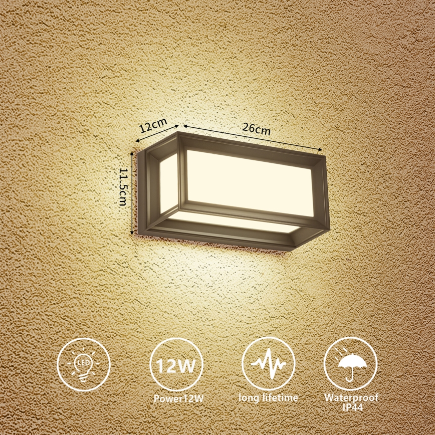 Brilagi - Applique da esterno LED PARKER LED/12W/230V 3000/4500/6000K antracite IP44