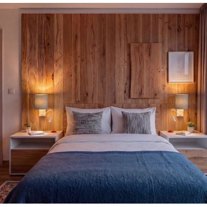 Brilagi - Lampada da parete flessibile a LED NUBILA 1xE27/25W/230V + LED/3W bianco/grigio chiaro