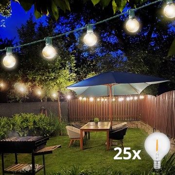 Brilagi - LED Catena decorativa da esterno GIRLANDA 25xE12/0,8W/230V 20m verde IP44 bianco caldo