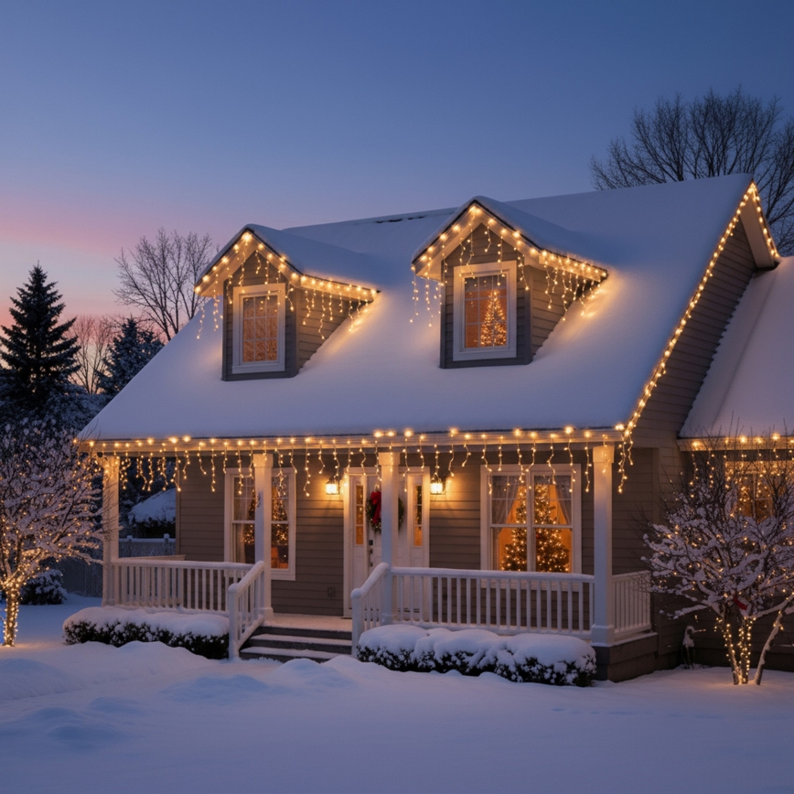 Brilagi - Catena luminosa natalizia da esterno a LED, 200 LED / 8 funzioni, 13 m, IP44, bianco caldo, effetto ghiacciolo