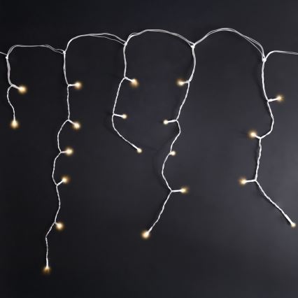Brilagi - Catena luminosa natalizia da esterno a LED, 200 LED / 8 funzioni, 13 m, IP44, bianco caldo, effetto ghiacciolo