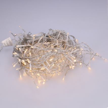 Brilagi - Catena luminosa natalizia da esterno a LED, 200 LED / 8 funzioni, 13 m, IP44, bianco caldo, effetto ghiacciolo