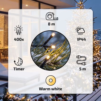 BRILAGI - LED Catena luminosa natalizia da esterno 400xLED 13m IP44 bianco caldo