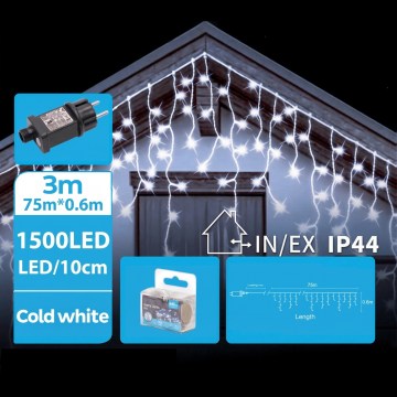 BRILAGI - LED Catena luminosa natalizia per esterni 1500xLED/12W/8 funzioni 78x0,6m IP44 bianco freddo