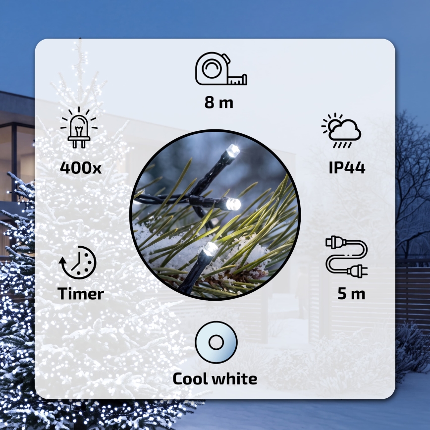 BRILAGI - LED Catena luminosa natalizia per esterni 400xLED 13m IP44 bianco freddo