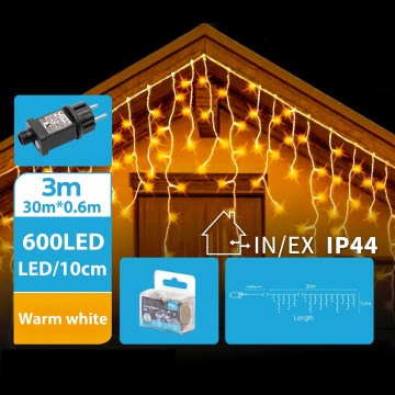 BRILAGI - LED Catena luminosa natalizia per esterni 600xLED/6W/8 funzioni 33x0,6m IP44 bianco caldo