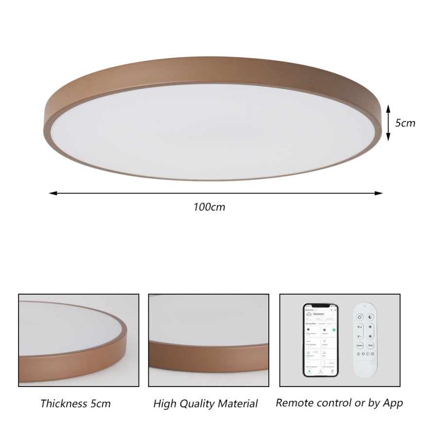 Brilagi - Lampada LED dimmerabile POOL SMART LED/128W/230V Ø 100 cm 3000-6000K Wi-Fi Tuya + telecomando, marrone