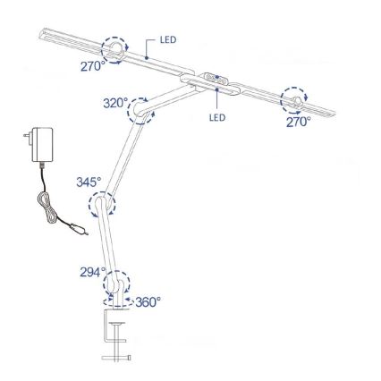 Brilagi - LED Dimmerabile flessibile lampada da tavolo VARIO LED/24W/230V 3000-6500K CRI 92 nero