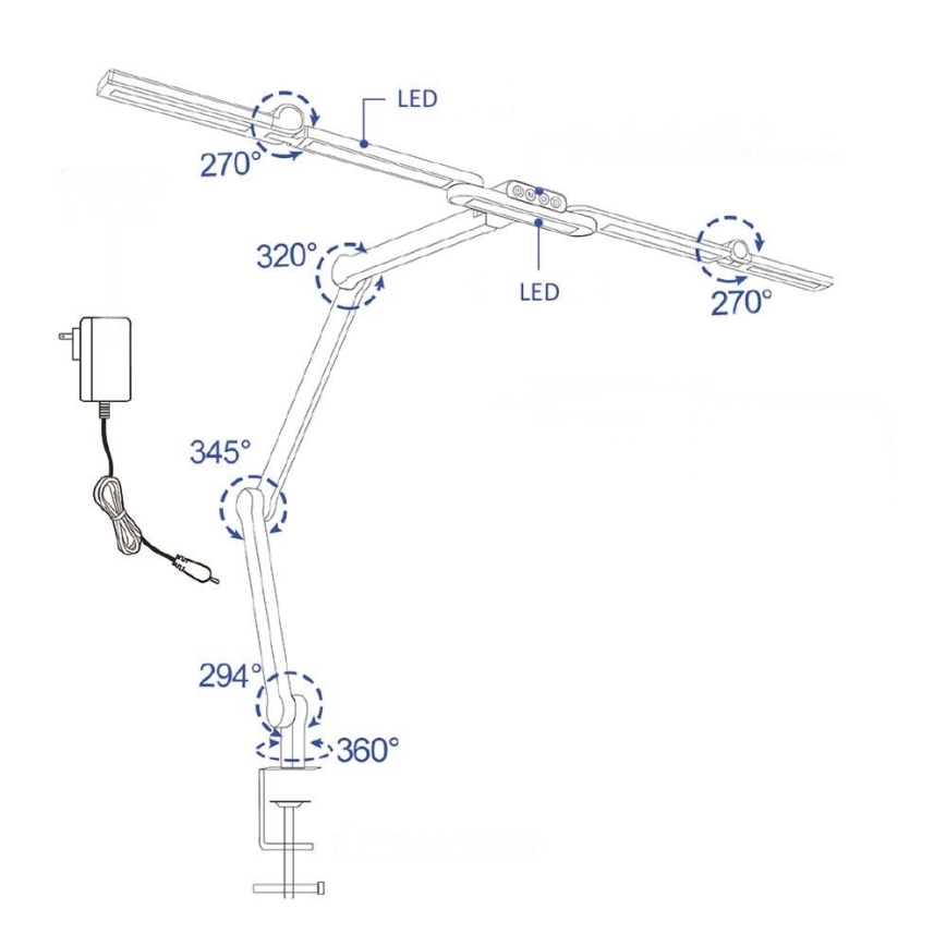 Brilagi - LED Dimmerabile flessibile lampada da tavolo VARIO LED/24W/230V 3000-6500K CRI 92 nero