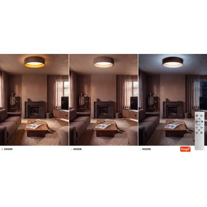 Brilagi - Plafoniera LED dimmerabile VELVET SMARTIX STARS LED/36W/230V 3000-6000K Ø 55 cm marrone/oro Wi-Fi Tuya Beacon + telecomando