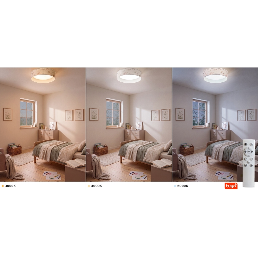 Brilagi - Plafoniera dimmerabile a LED VELVET SMARTIX STARS LED/36W/230V 3000-6000K Ø 55 cm bianco con motivo floreale Wi-Fi Tuya Beacon + telecomando