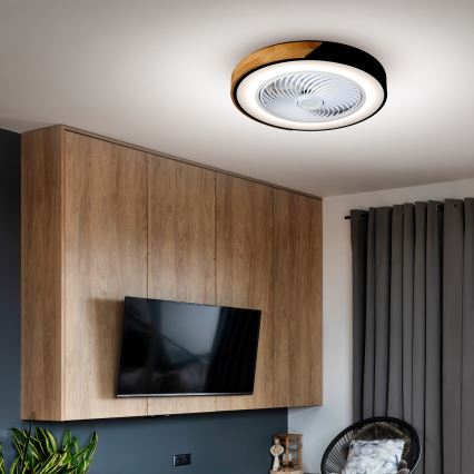 Brilagi - Plafoniera LED dimmerabile con ventilatore LED/30W/230V 3000-6500K Ø 50 cm nero/rovere + telecomando