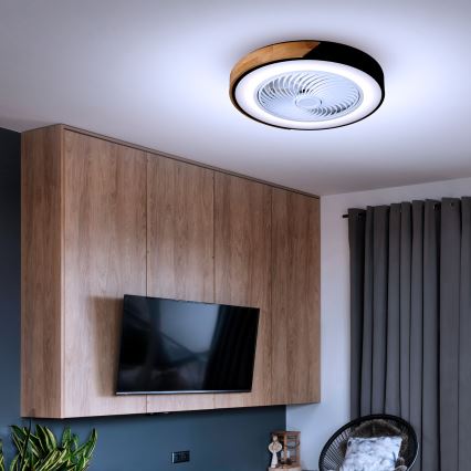 Brilagi - Plafoniera LED dimmerabile con ventilatore LED/30W/230V 3000-6500K Ø 50 cm nero/rovere + telecomando