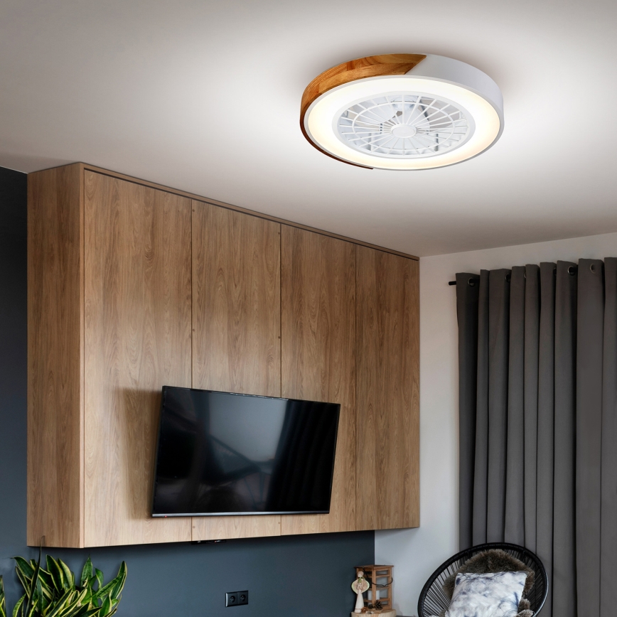 Brilagi - Plafoniera dimmerabile a LED con ventilatore LED/30W/230V 3000-6500K Ø 50 cm bianco/rovere + telecomando