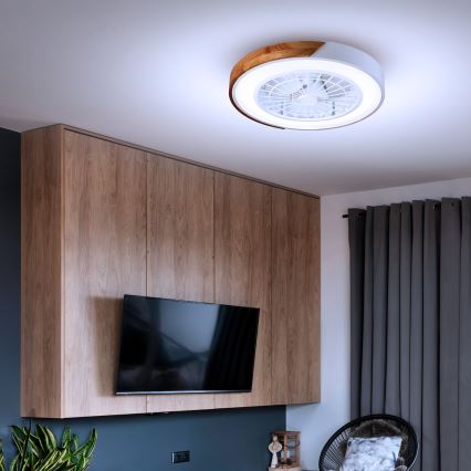 Brilagi - Plafoniera dimmerabile a LED con ventilatore LED/30W/230V 3000-6500K Ø 50 cm bianco/rovere + telecomando