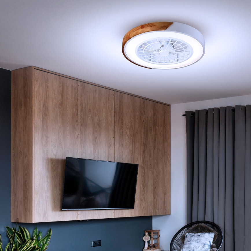 Brilagi - Plafoniera dimmerabile a LED con ventilatore LED/30W/230V 3000-6500K Ø 50 cm bianco/rovere + telecomando