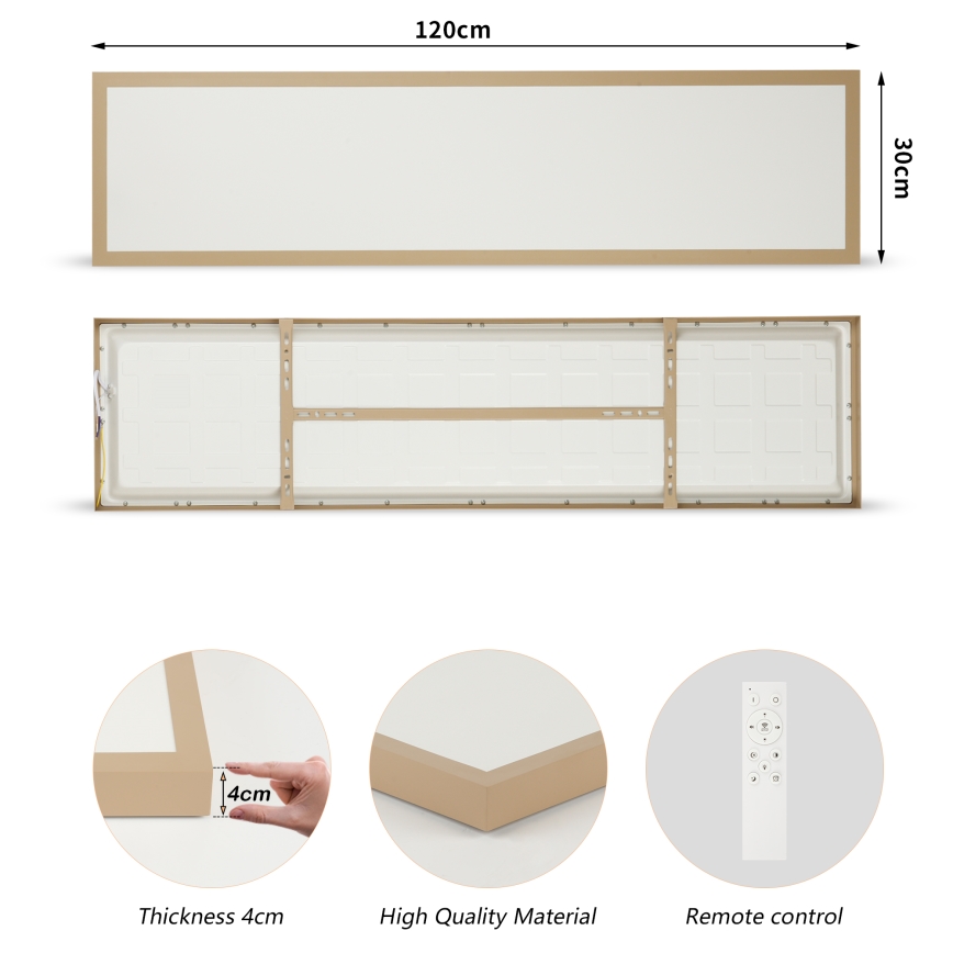 Brilagi - Plafoniera da bagno dimmerabile a LED FRAME SMART LED/50W/230V 120x30 cm 3000-6000K IP44 beige + telecomando
