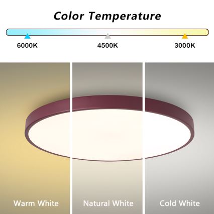 Brilagi - Plafoniera LED dimmerabile POOL LED/60W/230V 3000-6000K Ø 60 cm bordeaux + telecomando