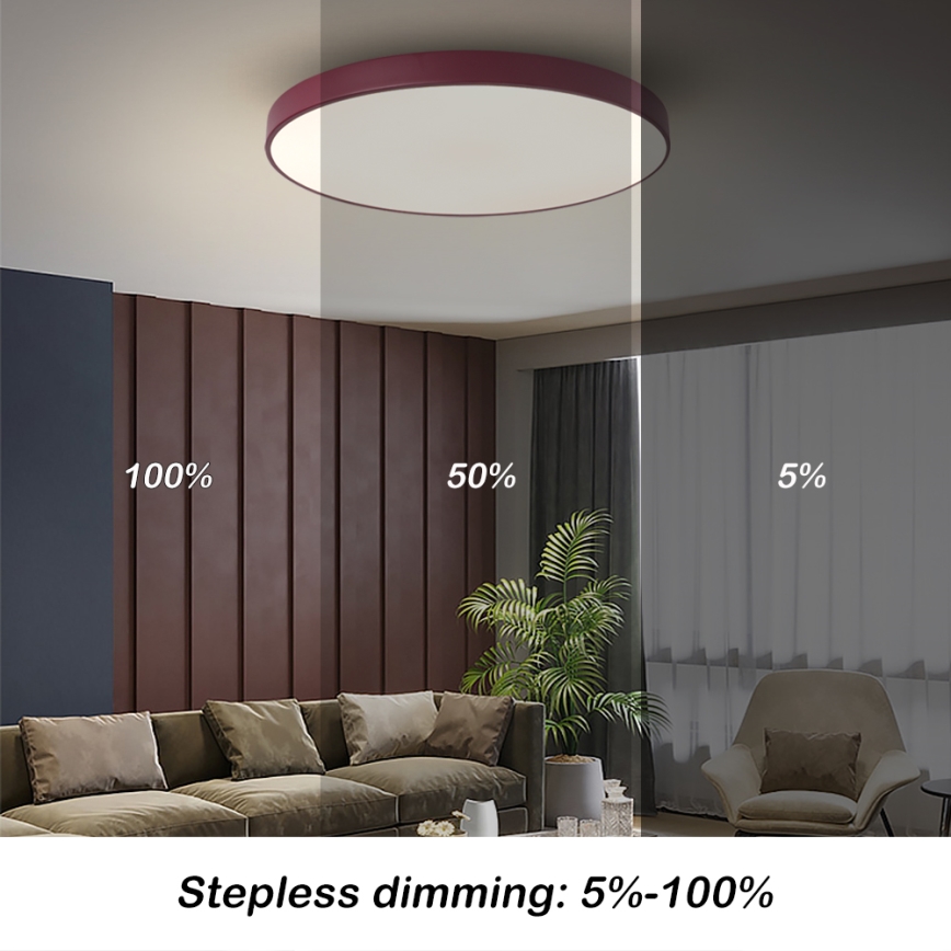 Brilagi - Plafoniera LED dimmerabile POOL LED/60W/230V 3000-6000K Ø 60 cm bordeaux + telecomando