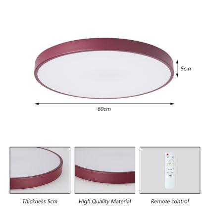 Brilagi - Plafoniera LED dimmerabile POOL LED/60W/230V 3000-6000K Ø 60 cm bordeaux + telecomando