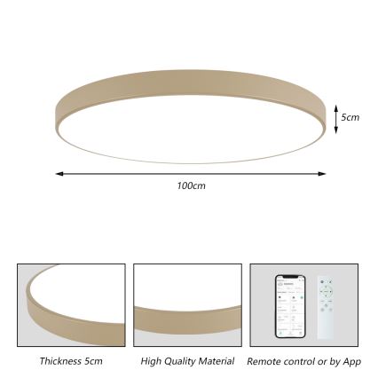 Brilagi - Plafoniera LED dimmerabile POOL SMART LED/128W/230V 3000-6000K 100 cm beige Wi-Fi Tuya + telecomando