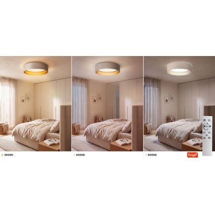 Brilagi - Plafoniera LED dimmerabile VELVET SMARTIX STARS LED/36W/230V 3000-6000K Ø 55 cm crema/oro Wi-Fi Tuya Beacon + telecomando