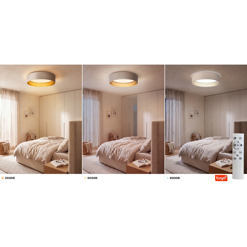 Brilagi - Plafoniera LED dimmerabile VELVET SMARTIX STARS LED/36W/230V 3000-6000K Ø 55 cm crema/oro Wi-Fi Tuya Beacon + telecomando