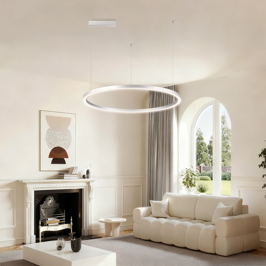 Brilagi - Lampadario LED dimmerabile sospeso con cavo PORTOFINO LED/60 W/230 V 3000-6000 K Ø 80 cm argento + telecomando