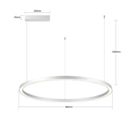 Brilagi - Lampadario LED dimmerabile sospeso con cavo PORTOFINO LED/60 W/230 V 3000-6000 K Ø 80 cm argento + telecomando