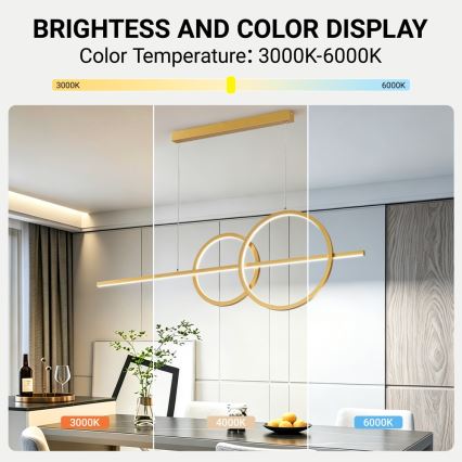 BRILAGI - lampadario LED dimmerabile a sospensione su cavo SIGNATURE LED/53W/230V 3000-6000K 120 cm oro + telecomando