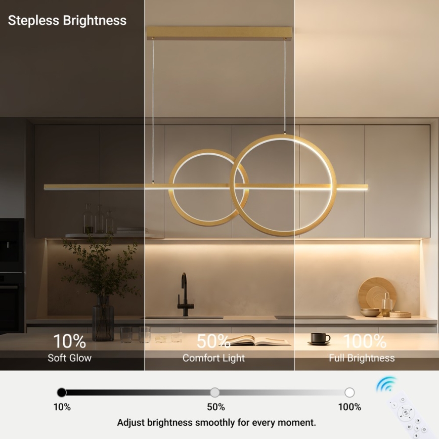 BRILAGI - lampadario LED dimmerabile a sospensione su cavo SIGNATURE LED/53W/230V 3000-6000K 120 cm oro + telecomando