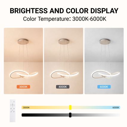 Brilagi - Lampadario LED dimmerabile sospeso su cavo INFINITY LED/55W/230V 3000-6000K 50x50 cm beige + telecomando