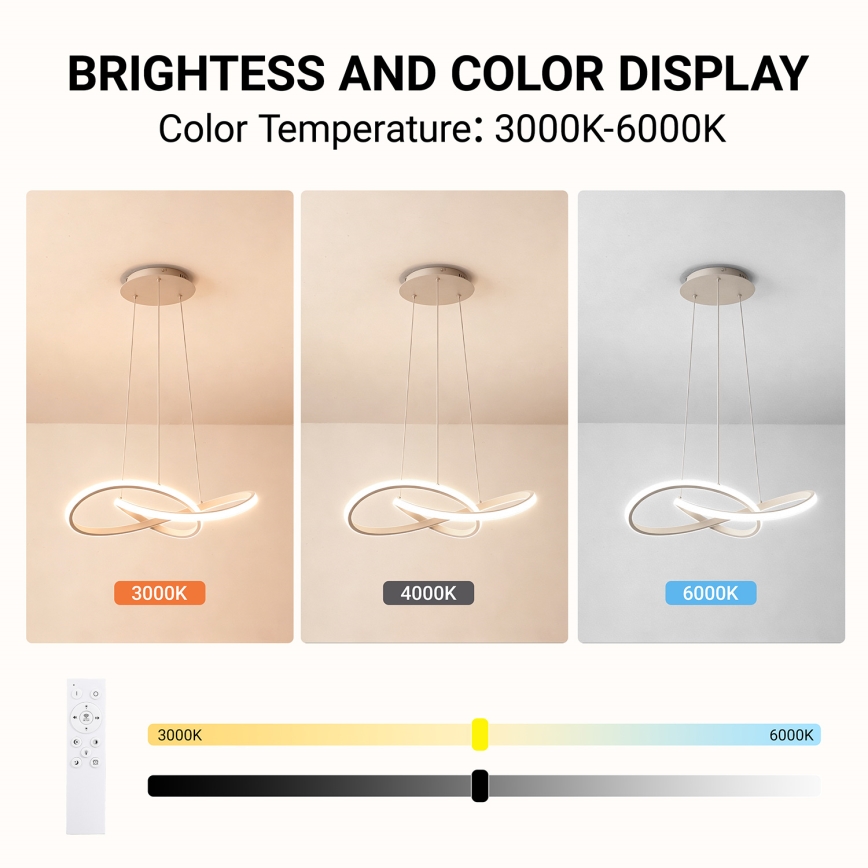 Brilagi - Lampadario LED dimmerabile sospeso su cavo INFINITY LED/55W/230V 3000-6000K 50x50 cm beige + telecomando