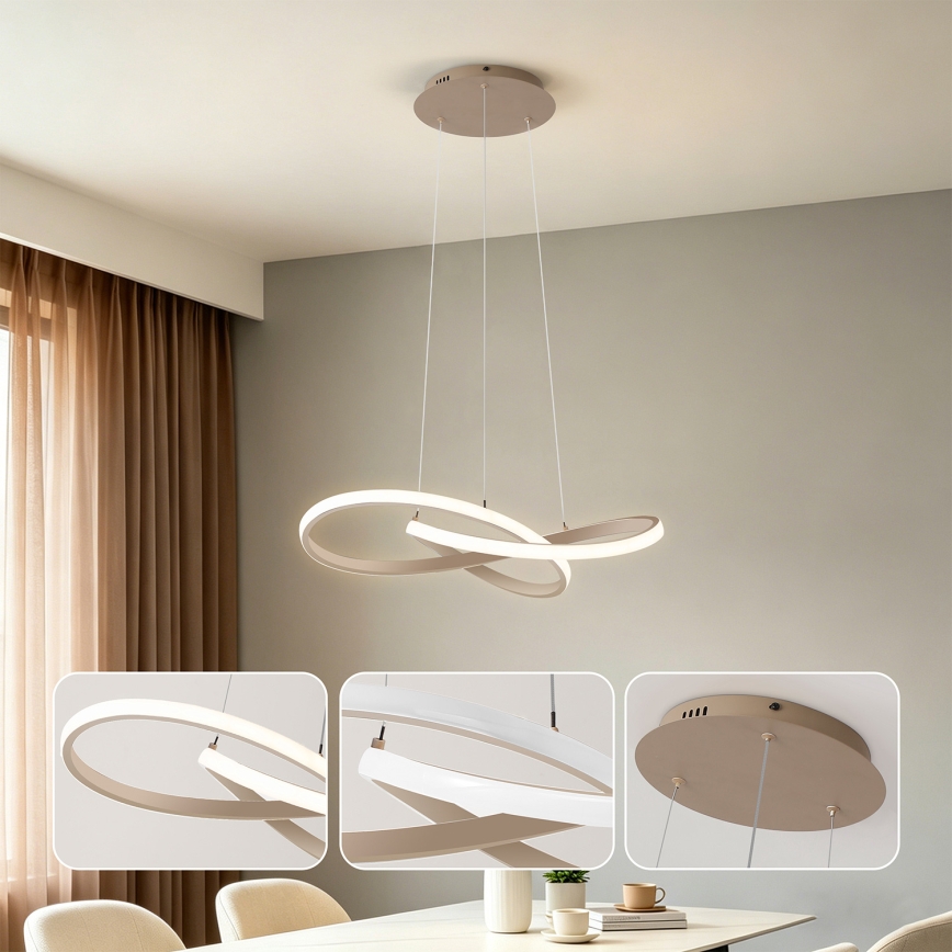 Brilagi - Lampadario LED dimmerabile sospeso su cavo INFINITY LED/55W/230V 3000-6000K 50x50 cm beige + telecomando