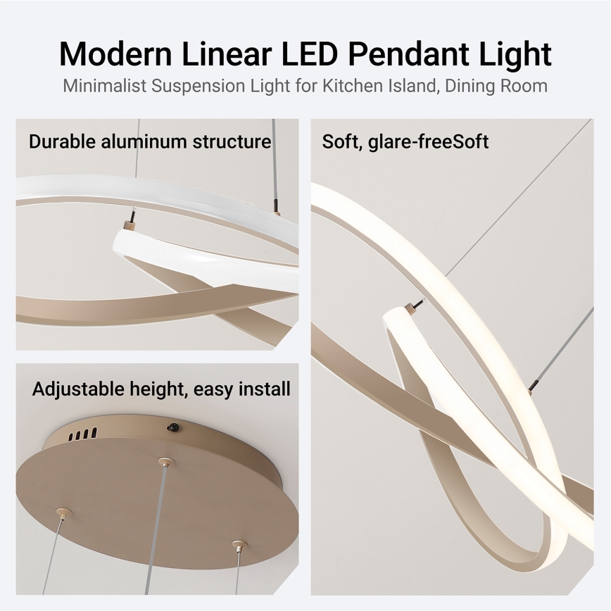 Brilagi - Lampadario LED dimmerabile sospeso su cavo INFINITY LED/55W/230V 3000-6000K 50x50 cm beige + telecomando