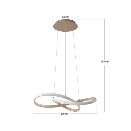 Brilagi - Lampadario LED dimmerabile sospeso su cavo INFINITY LED/55W/230V 3000-6000K 50x50 cm beige + telecomando