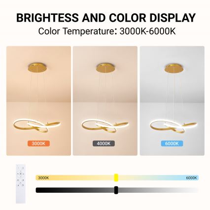 Brilagi - lampadario LED dimmerabile su cavo INFINITY LED/55W/230V 3000-6000K 50x50 cm oro + telecomando